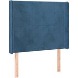  Vzglavje z ušesi temno moder 83x16x118/128 cm žamet | Shoptok.si