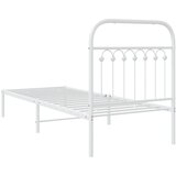  Metalni okvir krevet bez madraca s uzglavljem bijeli 75x190 cm | shoptok.hr