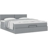 vidaXL Otomanski posteljni okvir z vzmetnico siv 160x200 cm blago | Shoptok.si
