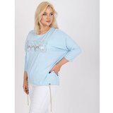 Fashion Hunters Plus size light blue blouse with 3/4 sleeves Cene