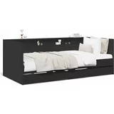  Dnevni krevet s ladicama crni 90 x 200 cm konstruirano drvo