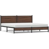 Maison Chic Kovinski Posteljni okvir - Dvoposteljna postelja - Zakonska postelja brez vzmetnice rjavi hrast 193x203 cm, (21695381) | Shoptok.si