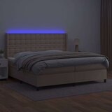  Krevet box spring madrac LED cappuccino 200x200cm umjetna koža | shoptok.hr