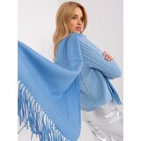 Fashion Hunters Blue knitted scarf with fringe Cene