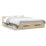 vidaXL Posteljni okvir s predali sonoma hrast 150x200cm inženirski les | Shoptok.si