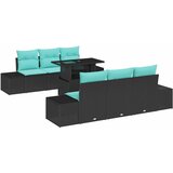 vidaXL Set sofe 7 kom. 6-Broj sjedala Crna i Plava poliratan - Crna | shoptok.hr