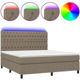  Krevet box spring s madracem LED smeđesivi 160x200 cm tkanina | shoptok.hr