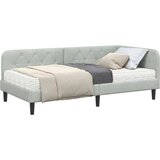 vidaXL Kotna postelja z vzmetnico Svetlo siva 90 x 190 cm Žamet | Shoptok.si