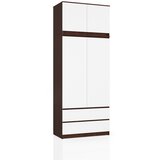 AKORD Garderobna Omara Z Nadgradnjo, 2 Vrata In 2 Predala, Wenge/Bela, (5000331741) | Shoptok.si