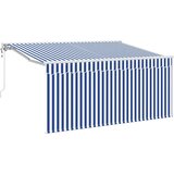  Skrovita tenda Plava i bijela 300 x 200 cm Poliester i aluminij | shoptok.hr