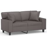  Kavč dvosed z okrasnimi blazinami siv 120 cm umetno usnje, (20910946) | Shoptok.si