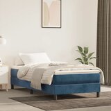 The Living Store Box spring postelja z vzmetnico temno moder 90x190 cm žamet - Box Spring Postelja, (21488694) Cene