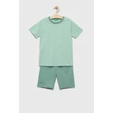 United Colors Of Benetton Dječja pamučna pidžama boja: zelena, glatka