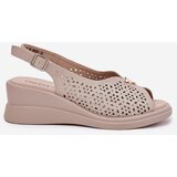 VINCEZA Womens Leather Wedge Sandals 41476 Beige | Shoptok.si