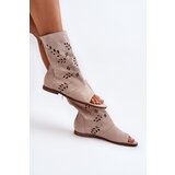 Boto Zazoo 3437 Women's Suede Sandals With Zipper Beige | Eponuda.ba