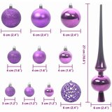  Set Božićnih Ukrasnih Kuglica 120 pcs Lila Plastika | shoptok.hr