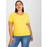 Fashion Hunters Yellow asymmetric plus size cotton t-shirt Cene