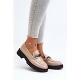 VINCEZA Women's Patent Leather Loafers with Flat Heel Beige Ezoma | Shoptok.si