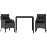 The Living Store Vrtna jedilna garnitura 3-delna z blazinami črn poli ratan - Vrtna Jedilna Garnitura, (21446659) | Shoptok.si