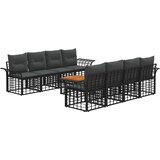 Set vanjskih sofa 9 kom. Crna i tamno siva poliratan | shoptok.hr