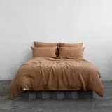 Linen Tales Smeđa lanena posteljina za bračni krevet 200x200 cm –