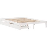 vidaXL Posteljni okvir s predali bel 140x190 cm trdna borovina, (21304235) Cene