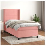 vidaXL Box spring postelja z vzmetnico roza 90x190 cm žamet Cene
