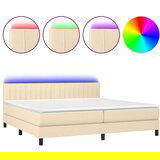  Box spring s madracem LED krem 200x200 cm od tkanine | shoptok.hr