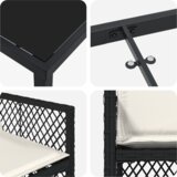 vidaXL set za objedovanje u vrtu od 5 dijelova s jastučićima Crni poli ratan, vrtni stol Crni 160x80x73 cm Staklo otporno na udarce | shoptok.hr