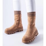 Gemre Umber insulated brown ankle boots chunky platform | Shoptok.si