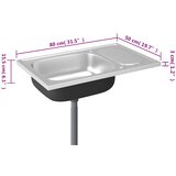  Kuhinjski sudoper s cjedilom srebrni 800 x 500 x 155 mm čelični | shoptok.hr