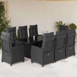  9-dijelni vrtni blagovaonski set s jastucima crni od poliratana | shoptok.hr