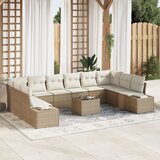vidaXL 11-delni set vrtnih kavčev s blazinami rjavega poli ratana | Shoptok.si