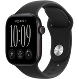 Apple Watch Series 12 Cellular 42mm S/M MJG04ZR/A Aluminijasto ohi&amp;scaron;je črne trak barve &amp;Scaron;portni črne barve Slike