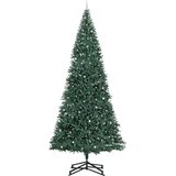 vidaXL Umjetno praznično drevo s svetlobami in kroglicami Zelena | Shoptok.si