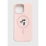Karl Lagerfeld Etui za telefon iPhone 15 Pro Max 6.7 roza barva, KLHMP15XSCMKCRHP