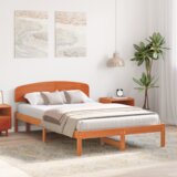 Krevetni okvir s uzglavom Ulaštena smeđa 120x190 cm Masivna borovina | shoptok.hr