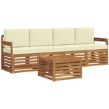  Set vanjskih sofa 5 kom. Prirodna i krem Čvrsto drvo akacije 59 x 59 x 37 cm | shoptok.hr