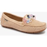 Resti Openwork light brown women's moccasins with decorative crystals Cizzas | ePonuda.com