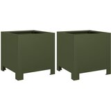  Vrtne sadilice 2 kom maslinastozelene 30x30x30 cm čelične | shoptok.hr