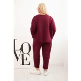 Kesi Włoski Plus Size women's set butter sweatshirt and pants with pockets plum | Shoptok.si