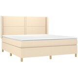  Krevet box spring s madracem LED krem 180x200 cm od tkanine | shoptok.hr