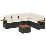 Maison Chic Seti vrtnega pohištva - Vrtna garnitura - Vrtni pohištvo set 7-delna z blazinami črn poli ratan, (21801633) | Shoptok.si