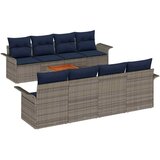 vidaXL Vrtna sedežna garnitura z blazino 9 pcs Siva poli ratan, (5000145746) | Shoptok.si