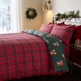 Catherine Lansfield Rdeča/temno zelena posteljnina za zakonsko posteljo 200x200 cm Christmas Tartan Teddy Bear – | Shoptok.si