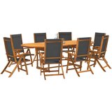  The Living Store Vrtna jedilna garnitura 9-delna trden akacijev les in tekstilen - Vrtna Jedilna Garnitura, (21474953) | Shoptok.si