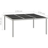  Vrtni blagovaonski stol 170 x 170 x 74,5 cm od stakla i čelika | shoptok.hr