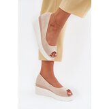 Boto Wedge Women Sandals Made Of Eco Suede Light Beige Velira Cijene