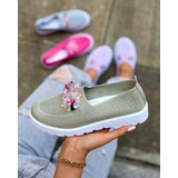Resti Khaki women's fabric moccasins with crystals Fezens | Shoptok.si