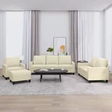  4-dijelni set sofa s jastucima krem od umjetne kože